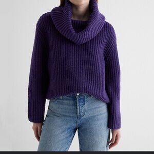 NWT Express Wool Blend Purple Cowl Neck Sweater
